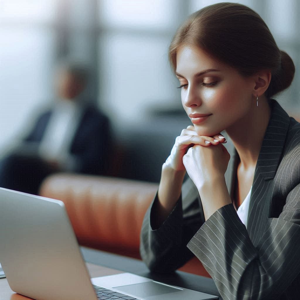 Mindfulness: O Segredo Esquecido para Produtividade sem Esgotamento (e Como Ele Transforma Sua Saúde) Pessoa concentrada, representando mindfulness aplicado à produtividade.