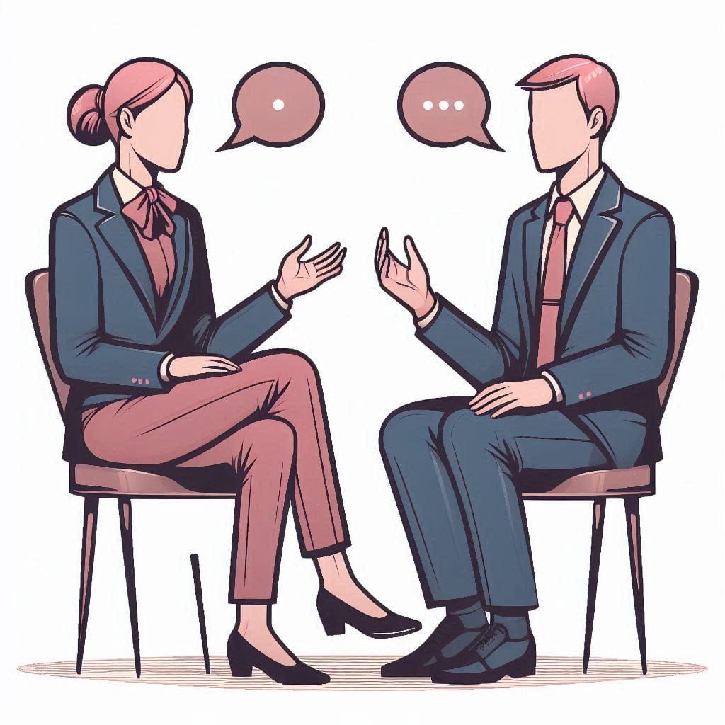 Duas pessoas em conversa, destacando a linguagem corporal na comunicação