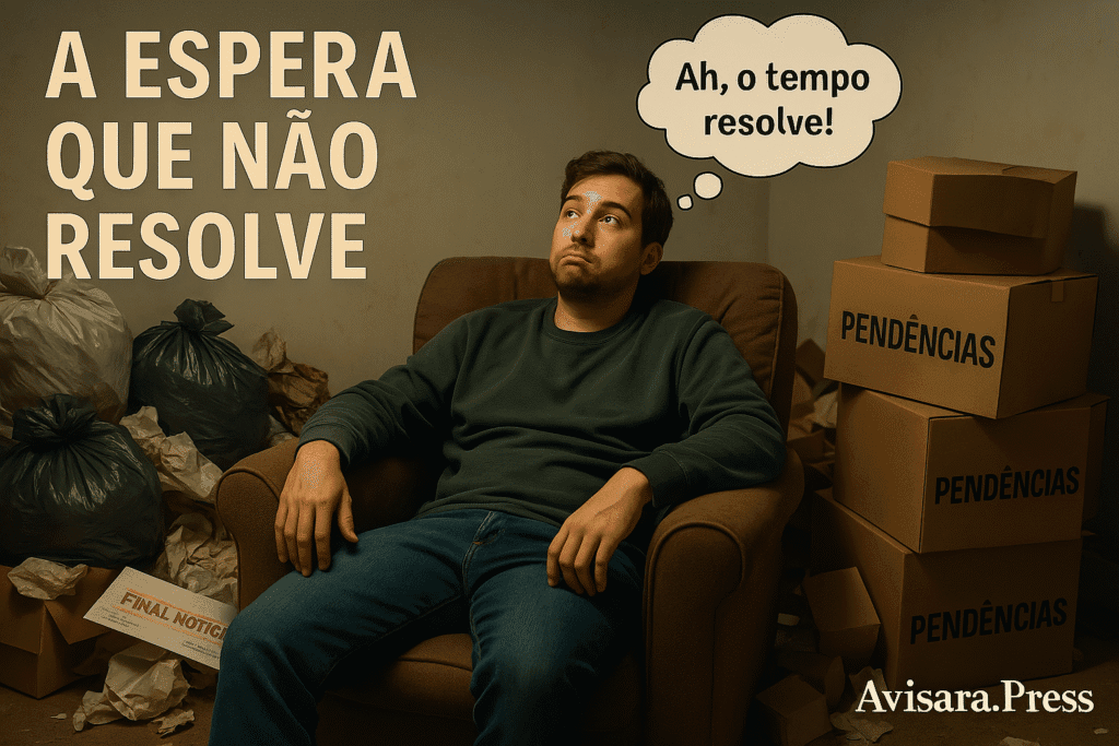 A Parábola da Rede: Pessoa procrastinando enquanto problemas se acumulam