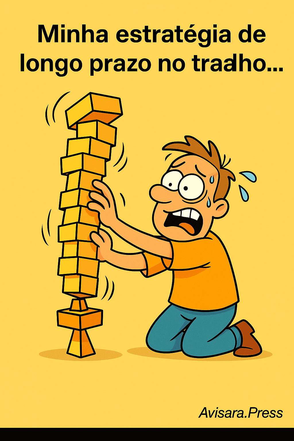 Construção na Rocha: Estabilidade e Propósito em Sua Vida Construção na Rocha: Meme com personagem cômico construindo torre instável, estratégia falha.