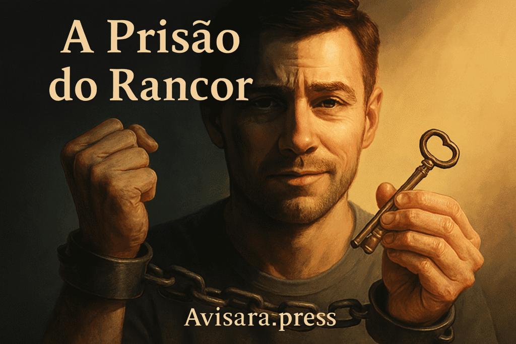 Parábola do Credor Pessoa presa por correntes, com uma chave de perdão na mão.