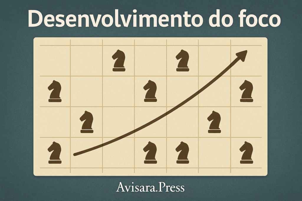 ð§ Xadrez e Crianças: O Poder do Jogo no Desenvolvimento Cognitivo e Emocional Calendário com ícones de tabuleiros de xadrez em dias alternados, com uma linha crescente de evolução