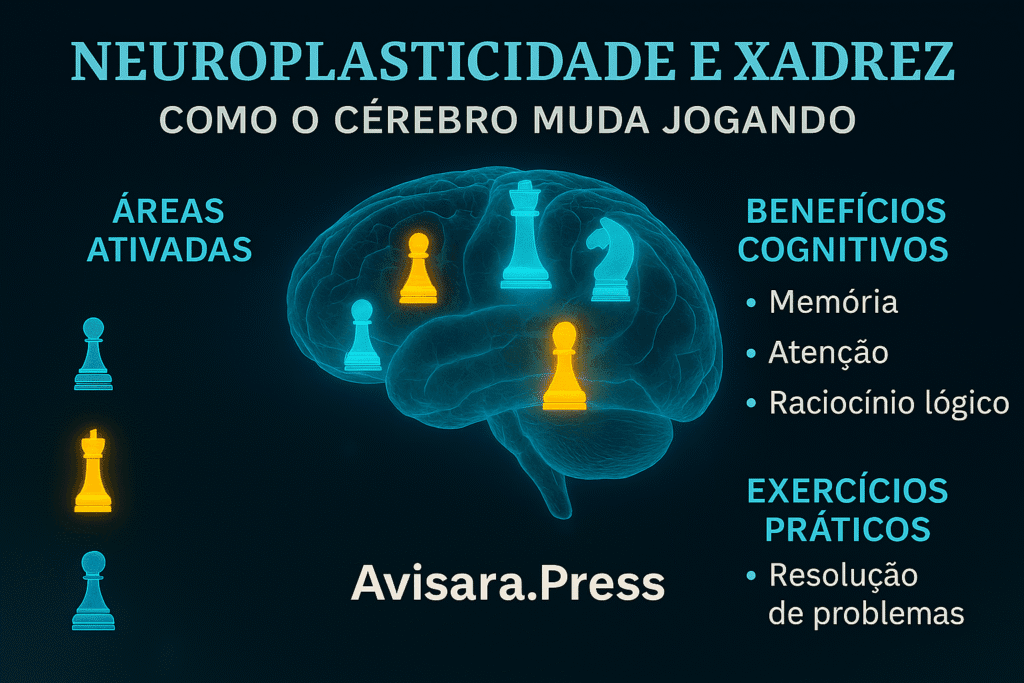 Neuroplasticidade e Xadrez: Como o Cérebro Muda Jogando Infográfico: Principais efeitos do xadrez no cérebro.