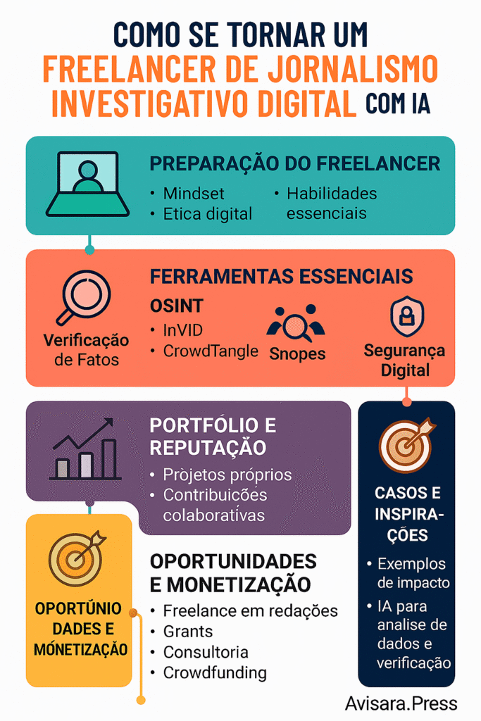 Infografico Como se Tornar um Freelancer de Jornalismo Investigativo Digital